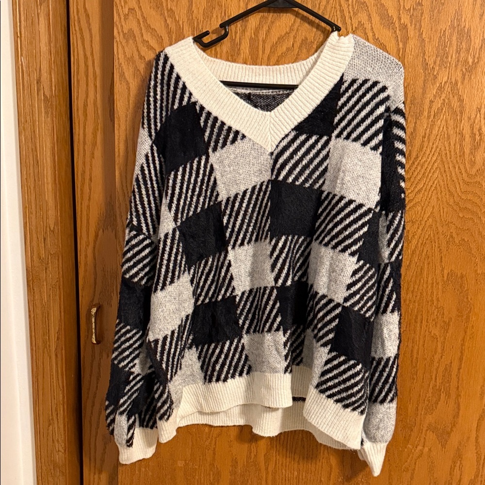 Black and White Checkered Sweater
